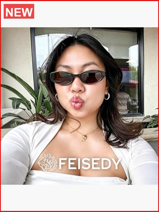 Retro Oval Cat Eye Sunglasses, Y2K 90s Narrow Small Sunnies, UV400 Protection main image 5